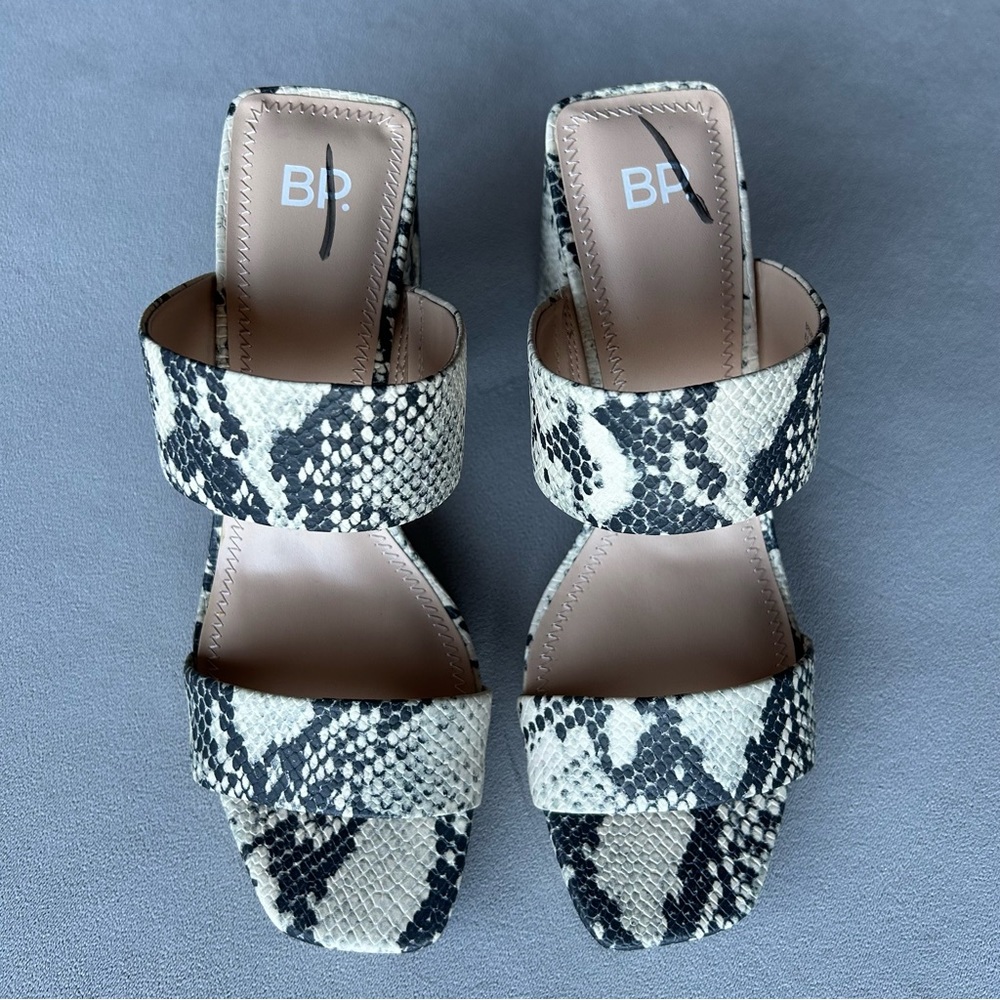 Bp ~ Karly ~ Block Heel Sandal ~ Snake Print ~ Women’s Size 8.5